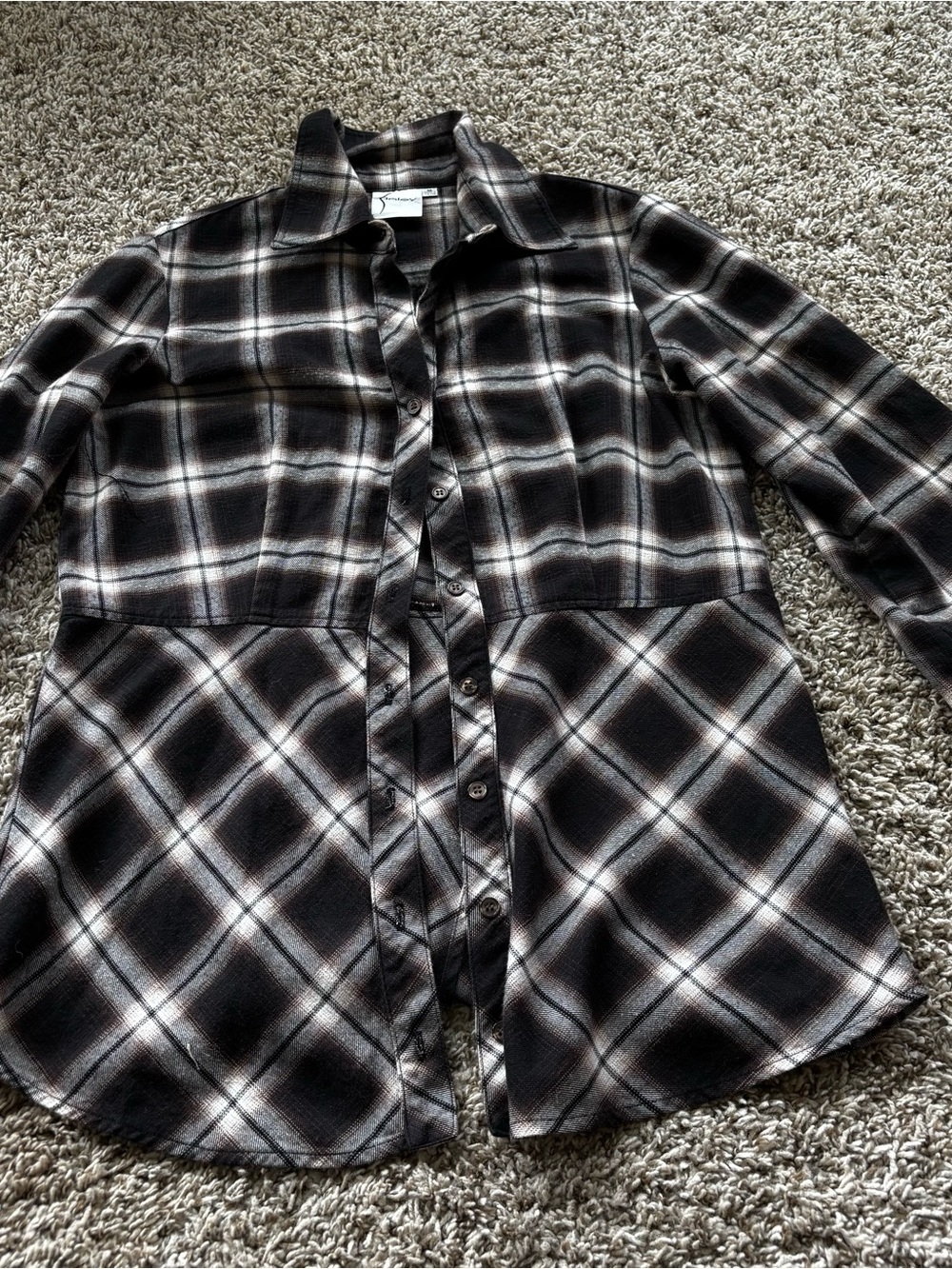 Finley Brown and Black Plaid tunic Shirt sz Mb